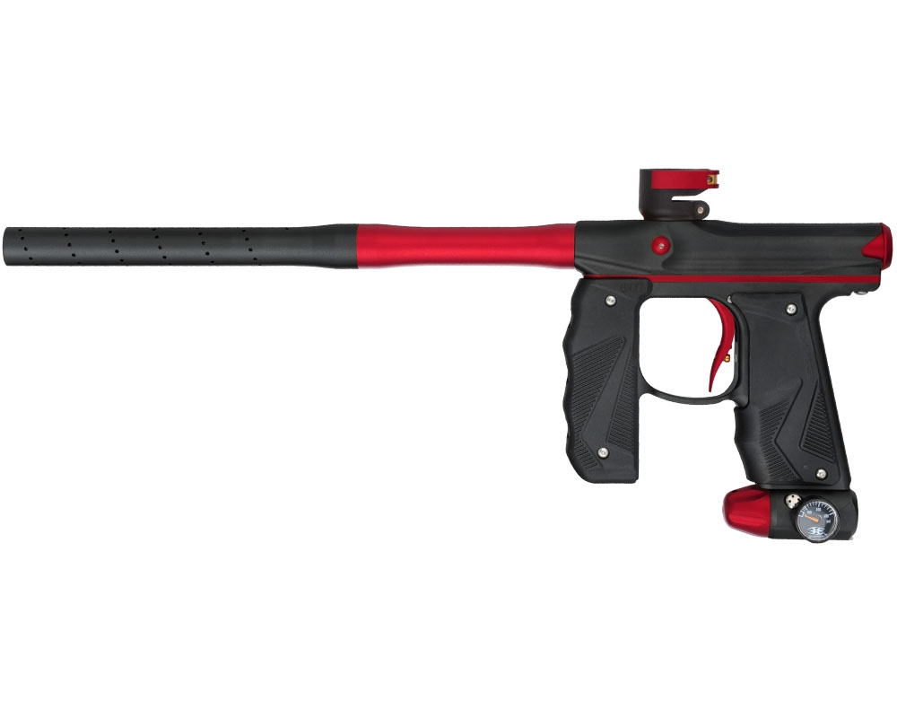 EMPIRE MINI GS PAINTBALL GUN W/ TWO PIECE BARREL- DUST BLACK/RED - Eminent Paintball And Airsoft
