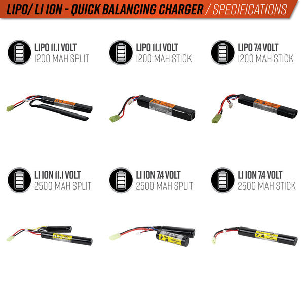 Valken 2-4 Cell Lipo/LiHV Quick Balancing Smart Charger - Eminent Paintball And Airsoft