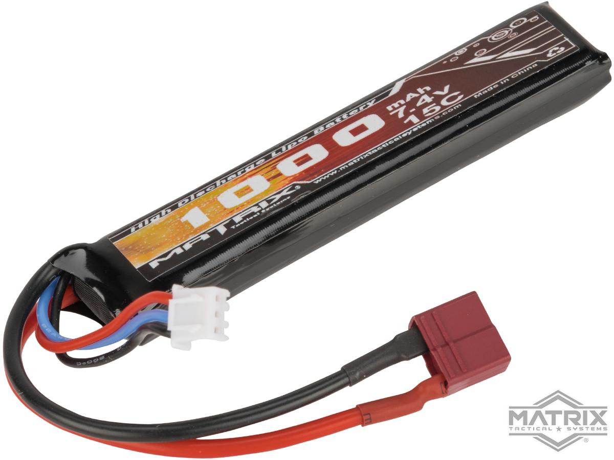 Matrix High Performance 7.4V Stick Type Airsoft LiPo Battery (Configuration: 1000mAh / 15C / Deans & Long Wire) - Eminent Paintball And Airsoft