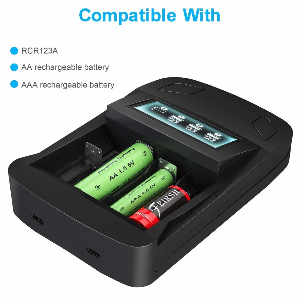 4 CR123A Rechargeable Batteries With Charger - Eminent Paintball And Airsoft
