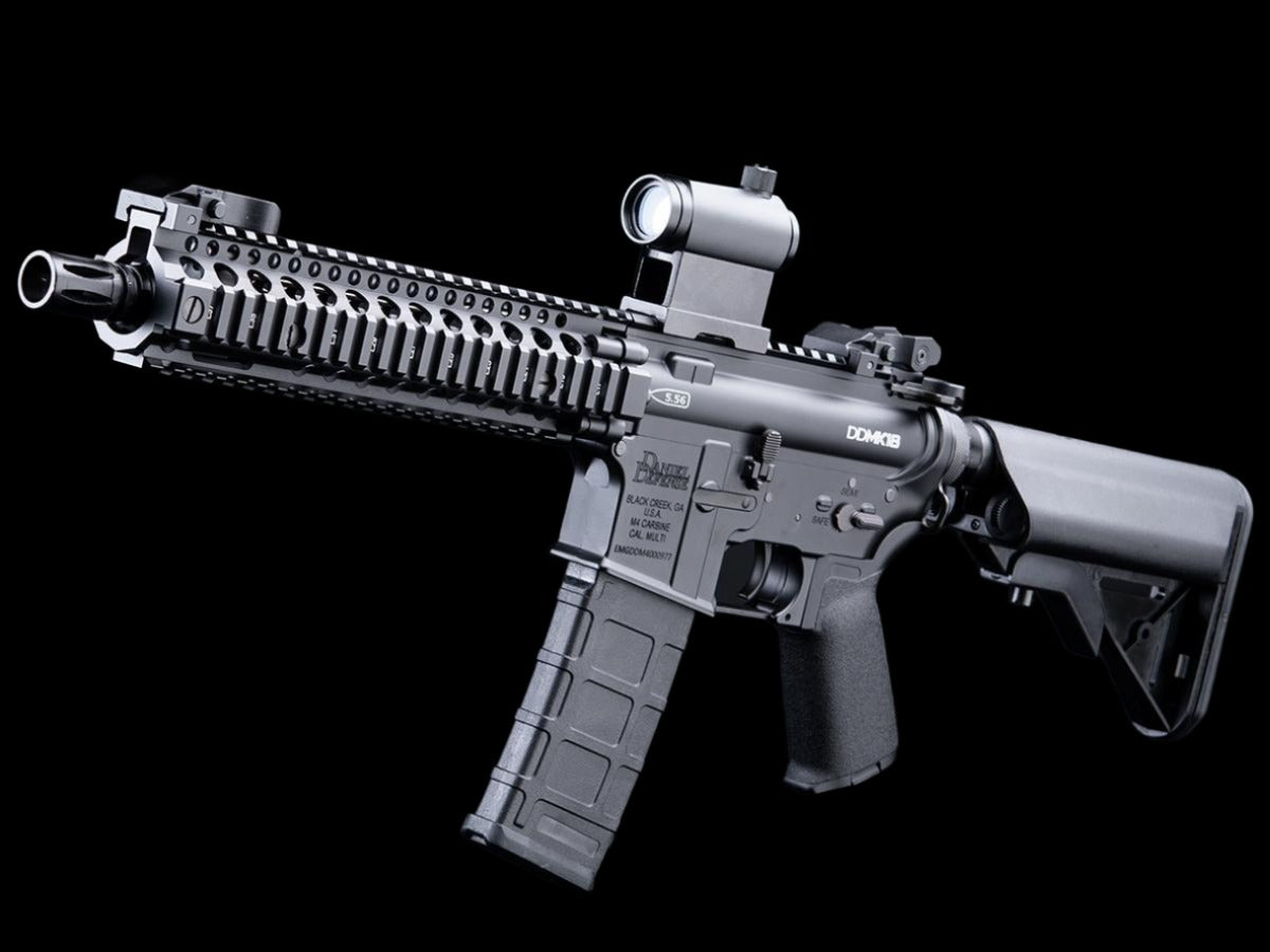 EMG Daniel Defense Licensed DDM4 Airsoft AEG Rifle w/ CYMA Platinum QBS Gearbox (Model: DDMK18 / 400 FPS / Black / Gun Only) - Eminent Paintball And Airsoft