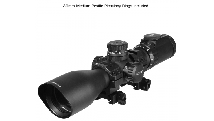 UTG 3-12X44 30MM Compact Scope, AO, 36-Color MIL-DOT, Rings - Eminent Paintball And Airsoft