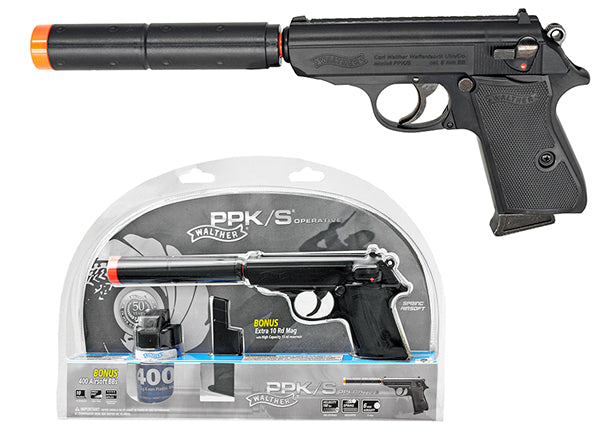 Walther PPK / S Operative Airsoft Spring Pistol Combat Kit by Umarex - Black - Eminent Paintball And Airsoft