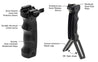 UTG® D Grip® with Ambi. Quick Release Deployable Bipod, Black - Eminent Paintball And Airsoft