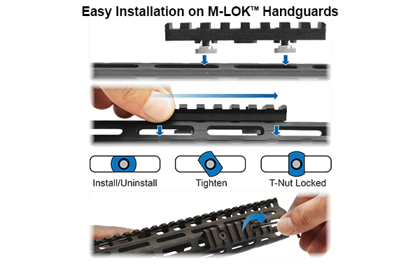 UTG PRO® M-LOK® 4-Slot Picatinny Rail Section, Black - Eminent Paintball And Airsoft