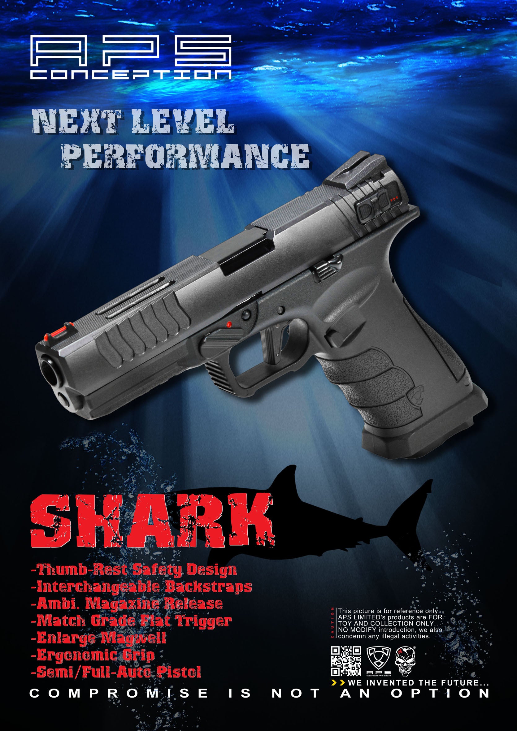 APS XTP Shark Full Automatic Select-Fire Full Metal Co2 Gas Blowback Airsoft Pistol - Eminent Paintball And Airsoft