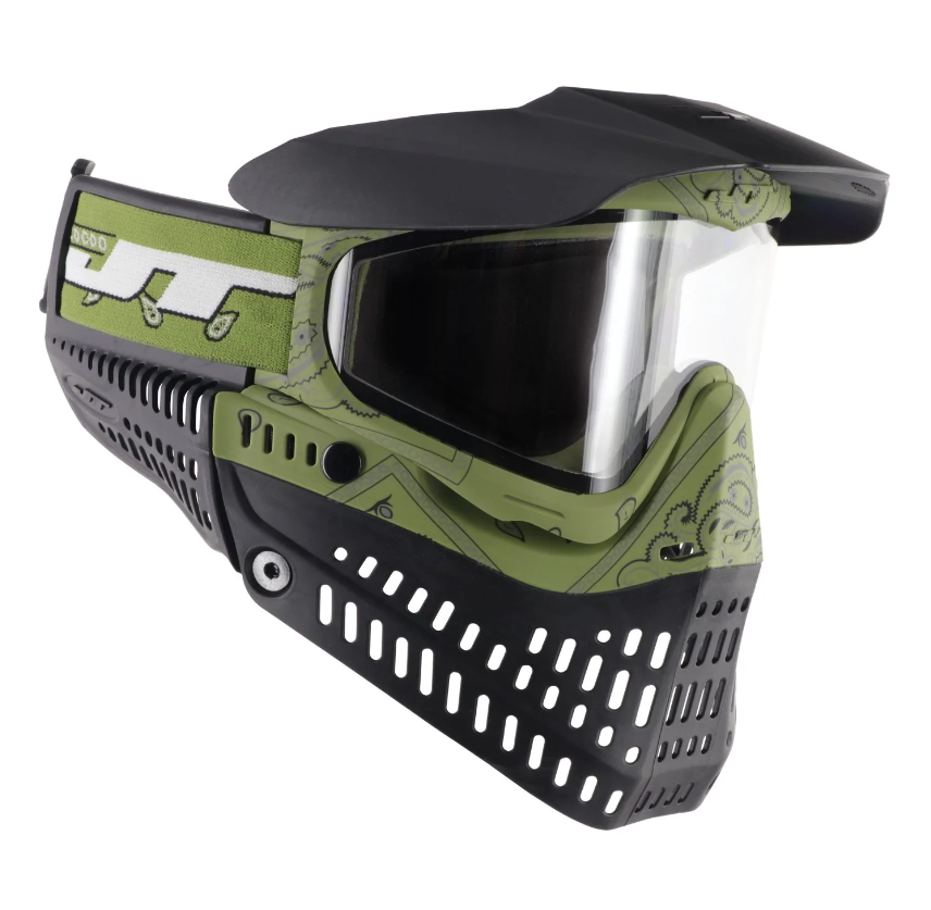 JT Spectra Pro-Flex Mask LE Bandana Olive & Black w/ Clear Lens - Eminent Paintball And Airsoft