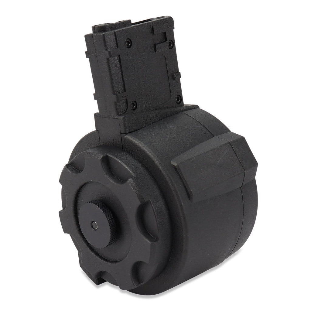 Angel Custom 1500 Round Firestorm Airsoft Drum Flashmag (Color: Black / M4 Adapter) - Eminent Paintball And Airsoft