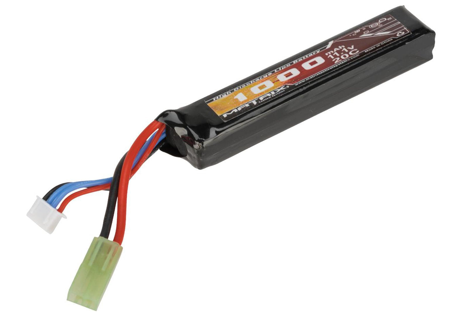Matrix High Performance 11.1V Stick Type Airsoft LiPo Battery (Configuration: 1000mAh / 20C / Deans & Short Wire) - Eminent Paintball And Airsoft