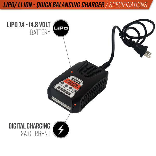 Valken 2-4 Cell Lipo/LiHV Quick Balancing Smart Charger - Eminent Paintball And Airsoft