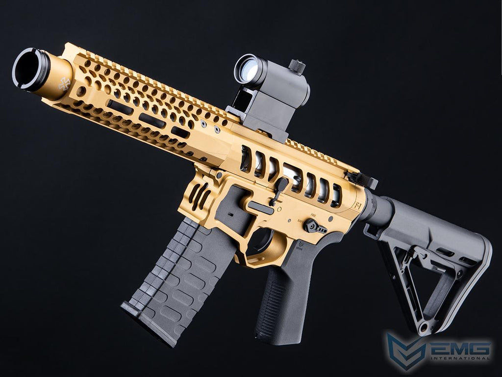 EMG F-1 Firearms PDW AR15 eSilverEdge Airsoft AEG Training Rifle (Model: 3G Style 2 / RS3 / Gold) - Eminent Paintball And Airsoft