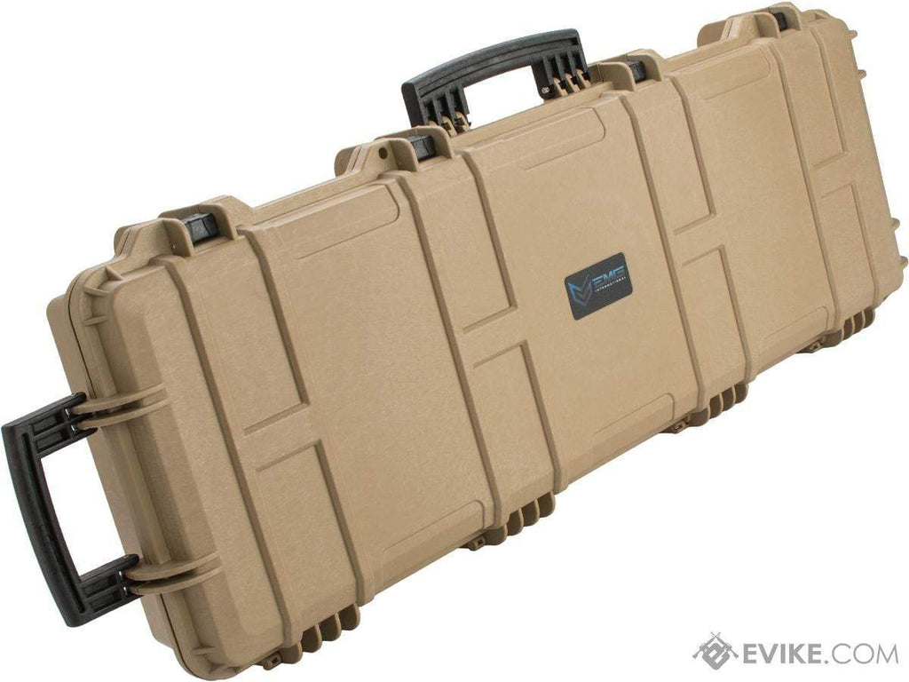 EMG Transporter Lockable 42" Hard Case w/ low-profile wheels & PnP foam (Color: Desert Tan) - Eminent Paintball And Airsoft