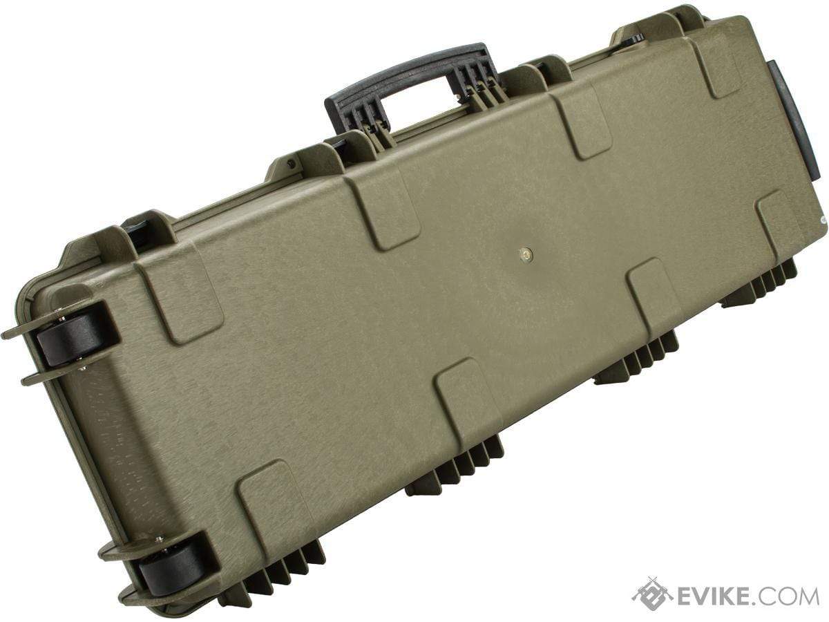 EMG Transporter Lockable 42" Hard Case w/ low-profile wheels & PnP foam (Color: Military Green) - Eminent Paintball And Airsoft