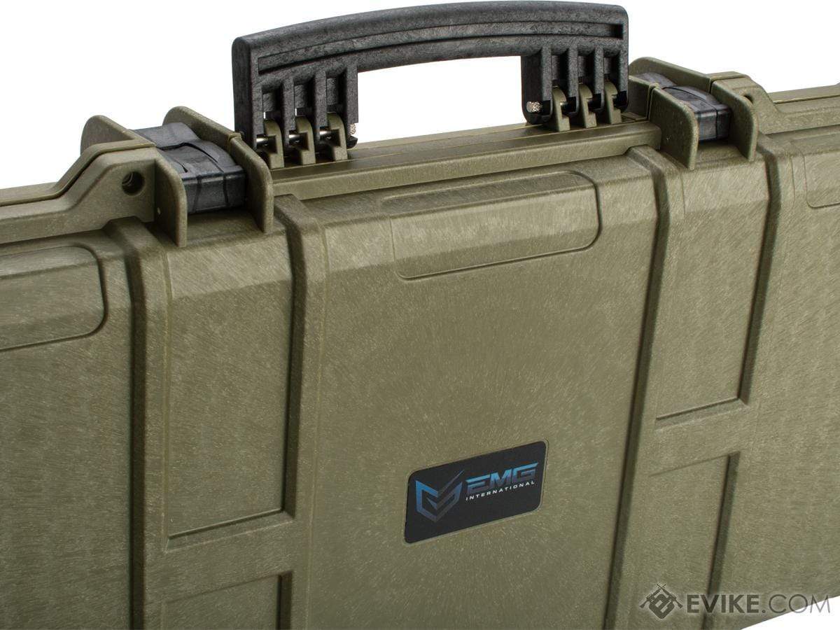 EMG Transporter Lockable 42" Hard Case w/ low-profile wheels & PnP foam (Color: Military Green) - Eminent Paintball And Airsoft