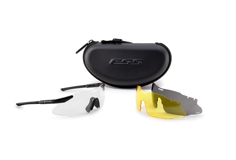 ESS ICS 3LS Ballistic Eyeshield Kit - Black w/ Smoke & Yellow Lens - Eminent Paintball And Airsoft