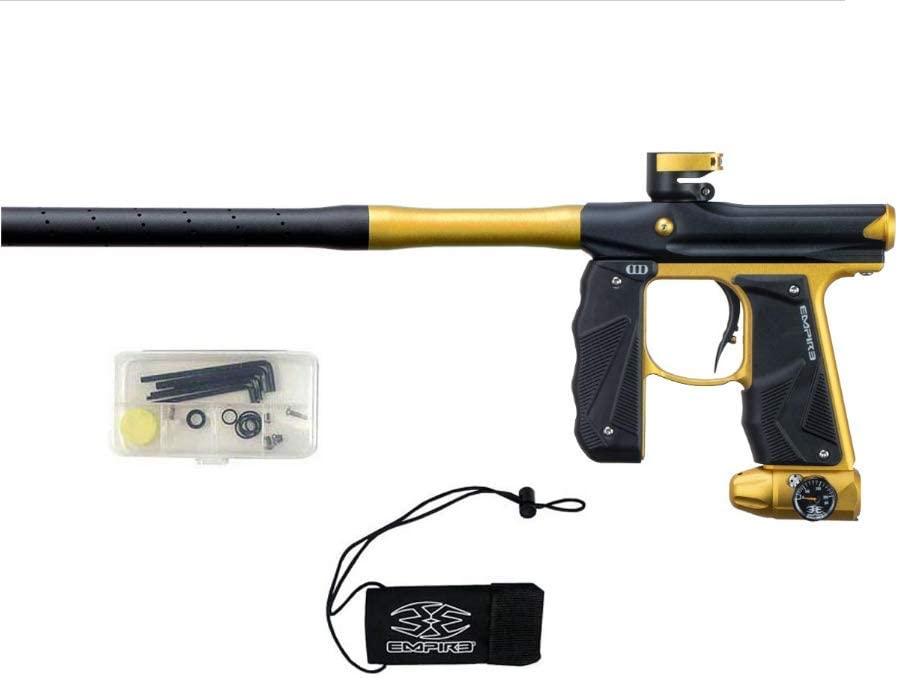 EMPIRE MINI GS PAINTBALL GUN W/ TWO PIECE BARREL- DUST BLACK/GOLD - Eminent Paintball And Airsoft