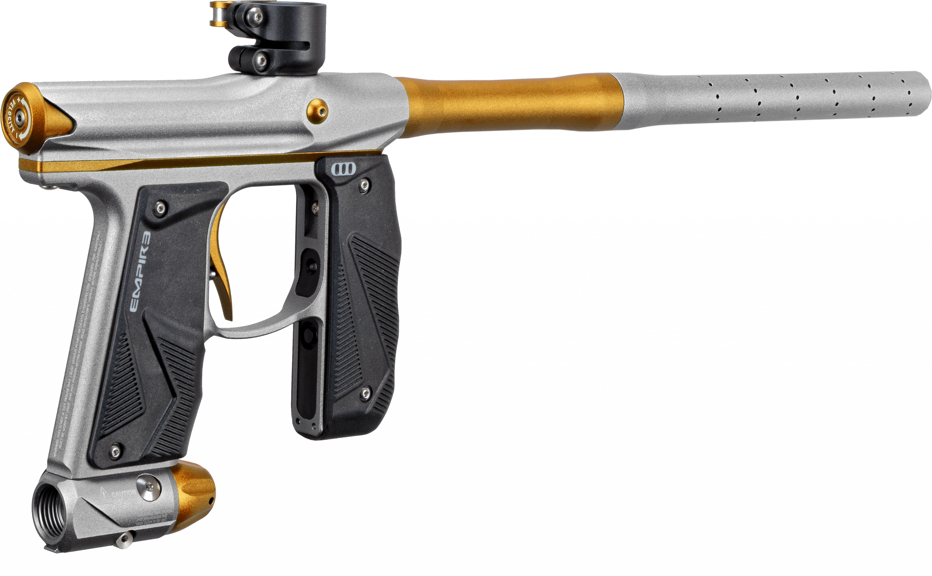 EMPIRE MINI GS PAINTBALL GUN W/ TWO PIECE BARREL- DUST GOLD/DUST SILVER - Eminent Paintball And Airsoft