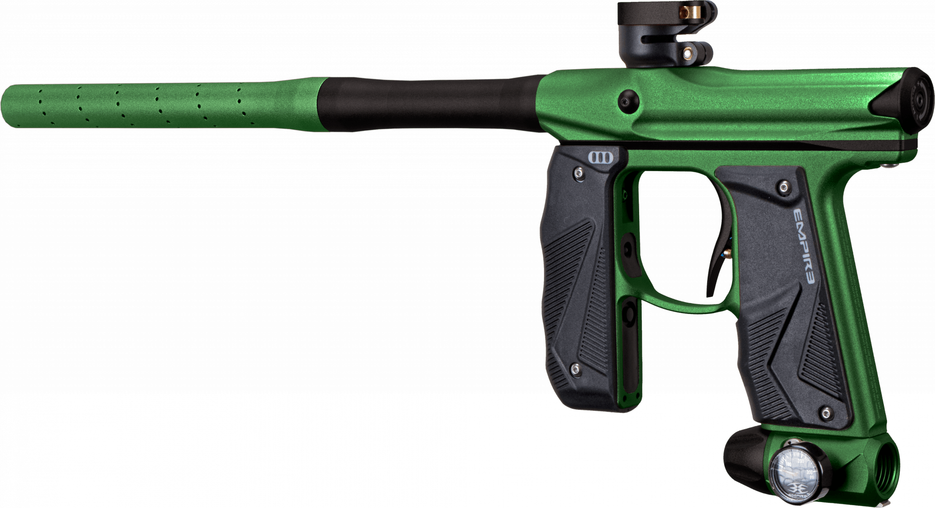 EMPIRE MINI GS PAINTBALL GUN W/ TWO PIECE BARREL- DUST GREEN/ DUST BROWN - Eminent Paintball And Airsoft