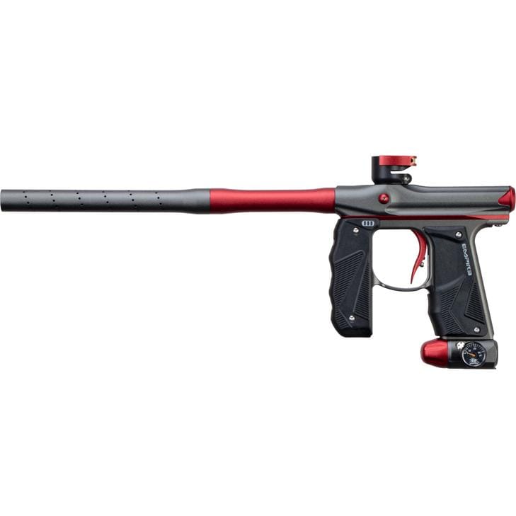 EMPIRE MINI GS PAINTBALL GUN W/ TWO PIECE BARREL- DUST GREY/DARK RED - Eminent Paintball And Airsoft