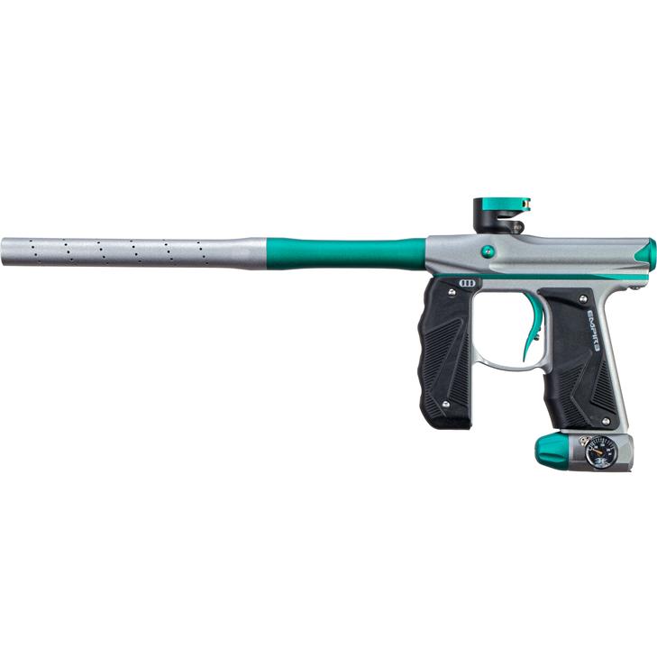 EMPIRE MINI GS PAINTBALL GUN W/ TWO PIECE BARREL- DUST GREY/TEAL - Eminent Paintball And Airsoft
