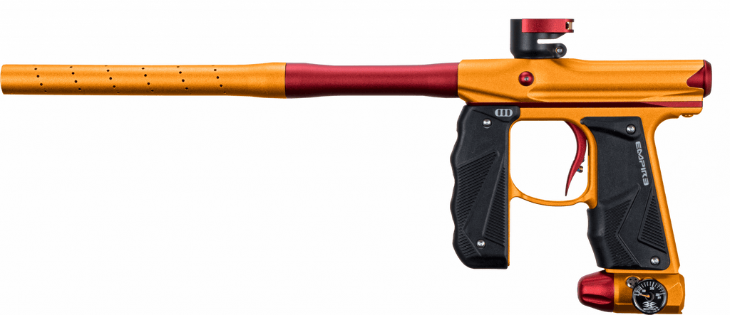 EMPIRE MINI GS PAINTBALL GUN W/ TWO PIECE BARREL- DUST ORANGE/DUST RED - Eminent Paintball And Airsoft