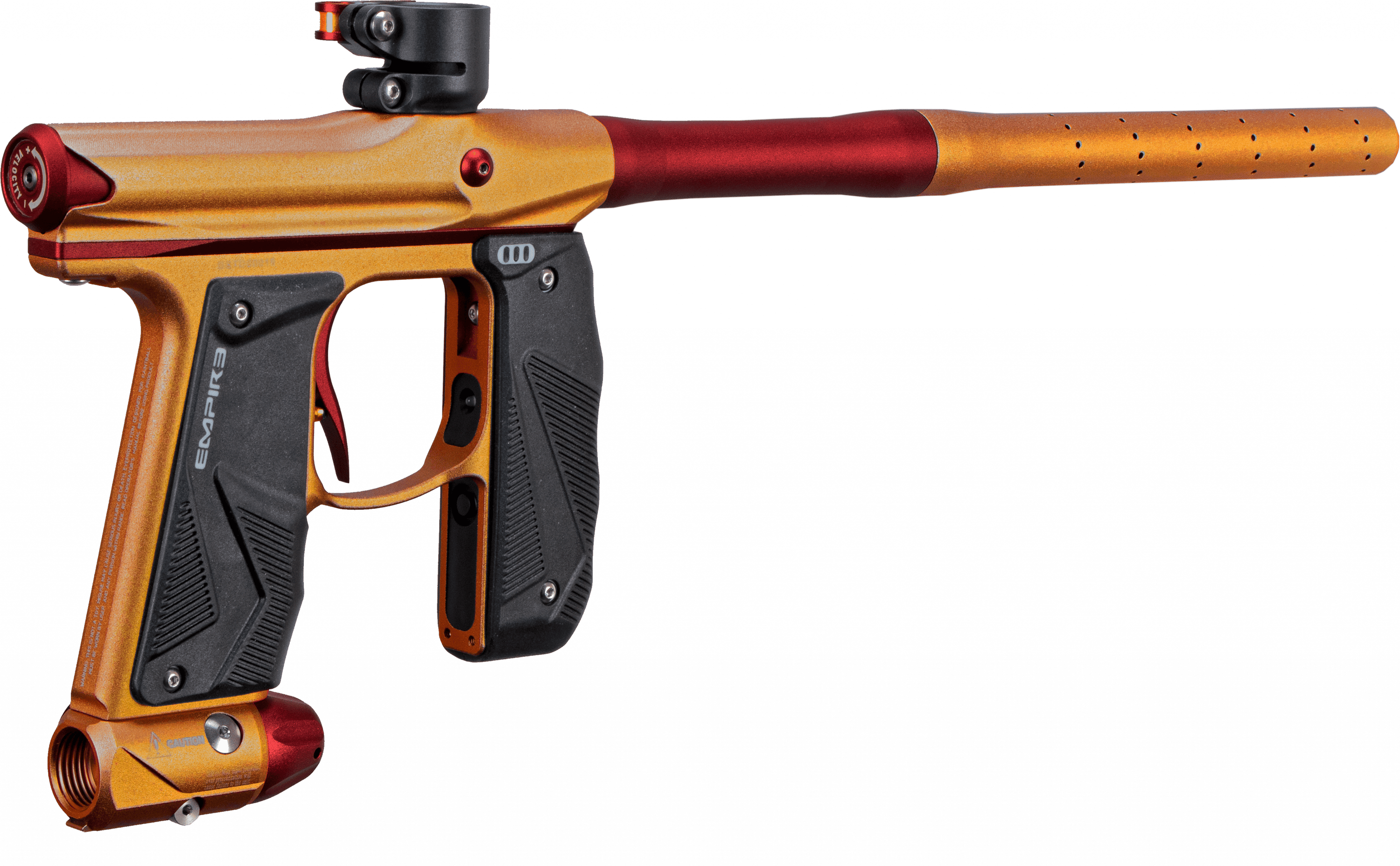 EMPIRE MINI GS PAINTBALL GUN W/ TWO PIECE BARREL- DUST ORANGE/DUST RED - Eminent Paintball And Airsoft