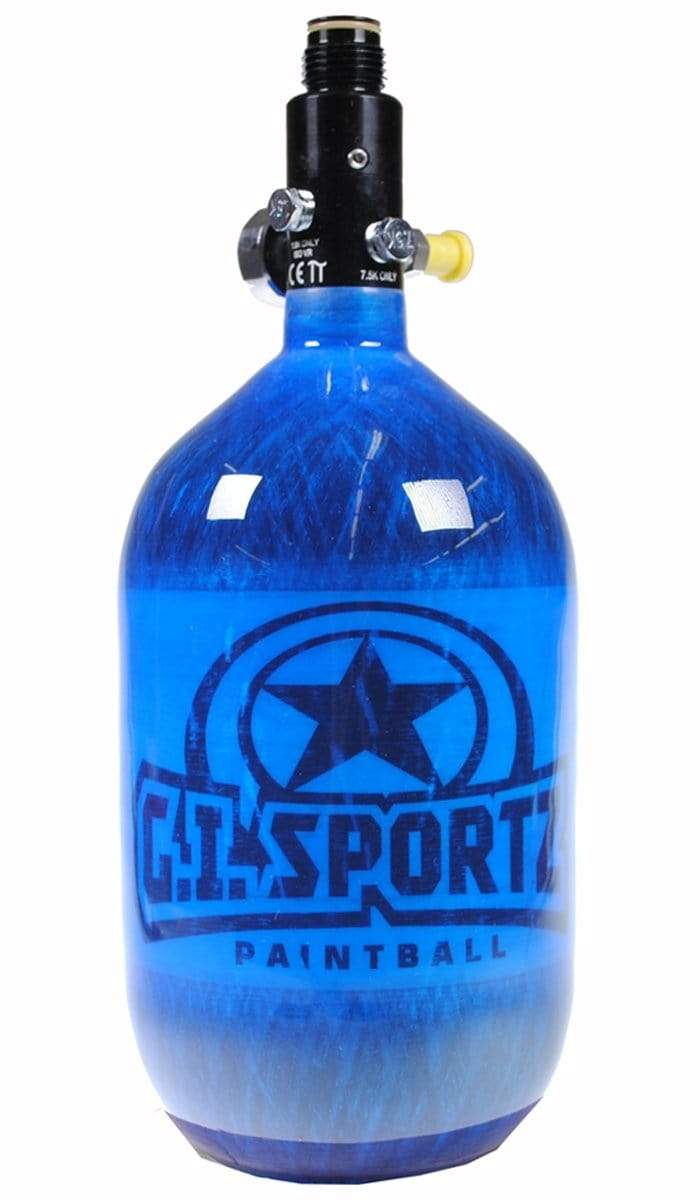 GI SPORTZ MEGA LITE 68/4500 COMPRESSED AIR PAINTBALL TANK - BLUE - Eminent Paintball And Airsoft