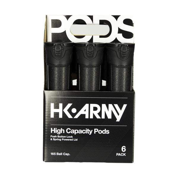 HK High Capacity 165 Round Pods - Black/Black - 6 Pack - Eminent Paintball And Airsoft