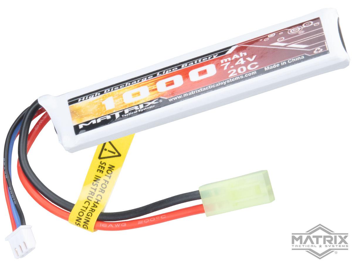 Matrix High Performance 7.4V Stick Type Airsoft LiPo Battery (Configuration: 1000mAh / 20C / Small Tamiya & Long Wire) - Eminent Paintball And Airsoft