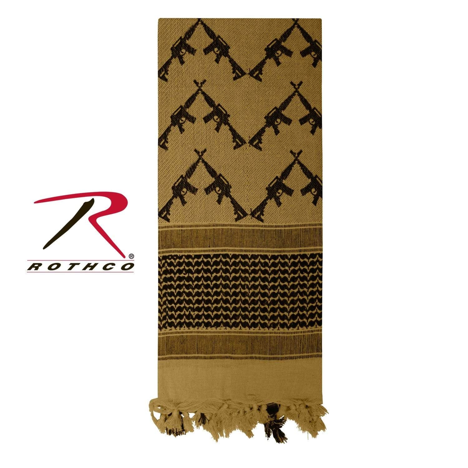 Rothco Crossed Rifles Shemagh Tactical Desert Keffiyeh Scarf - Coyote Brown - Eminent Paintball And Airsoft