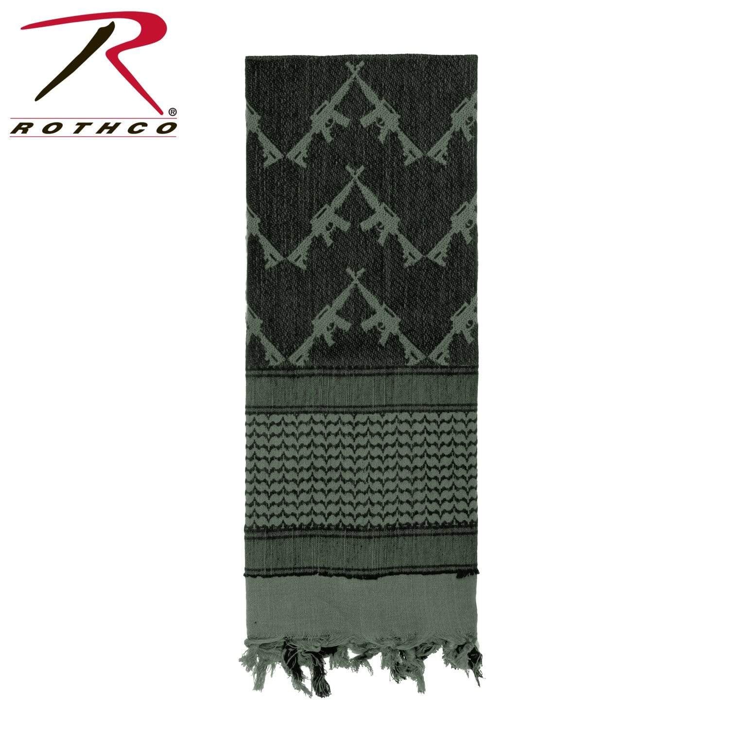 Rothco Crossed Rifles Shemagh Tactical Desert Keffiyeh Scarf - Foliage Green - Eminent Paintball And Airsoft