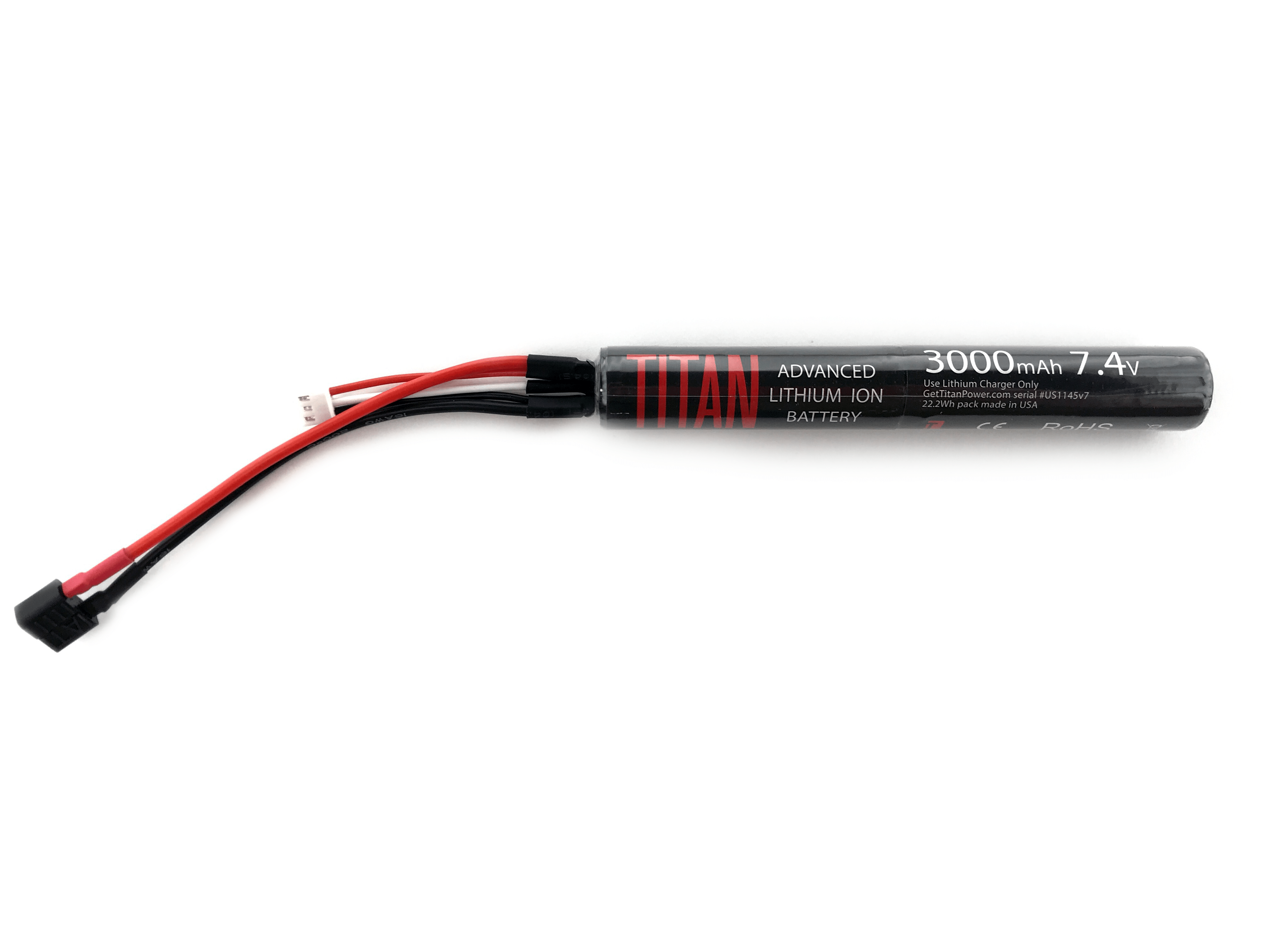 Batterie Airsoft 2 sticks lipo 2s 7.4v 1300mah 25c t-dean