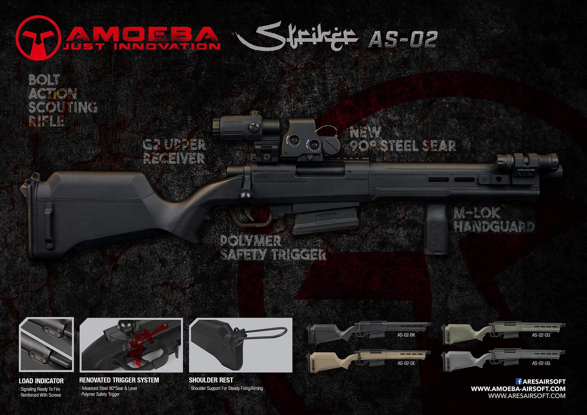 AMOEBA "Striker" S2 Sniper Rifle - Black - Eminent Paintball And Airsoft
