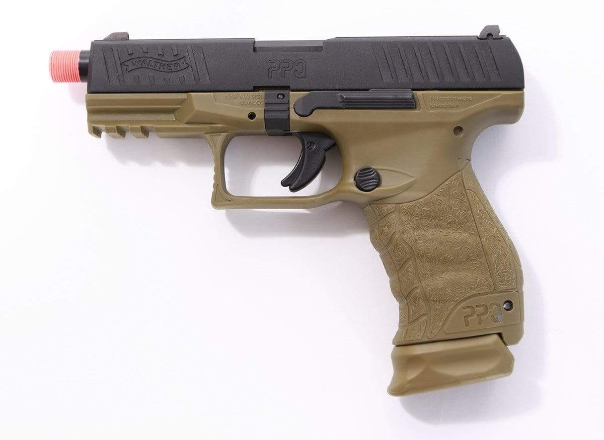 Walther PPQ GBB Tac SD Navy Airsoft GBB Pistol by Umarex Elite Force (Color: Desert Two Tone) - Eminent Paintball And Airsoft