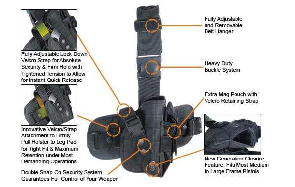 UTG Special Ops Tactical Thigh Holster, Right Handed, Black - Eminent Paintball And Airsoft