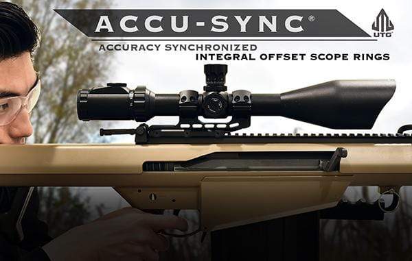 UTG® ACCU-SYNC® 1" Medium Profile 34mm Offset Picatinny Rings, Black - Eminent Paintball And Airsoft