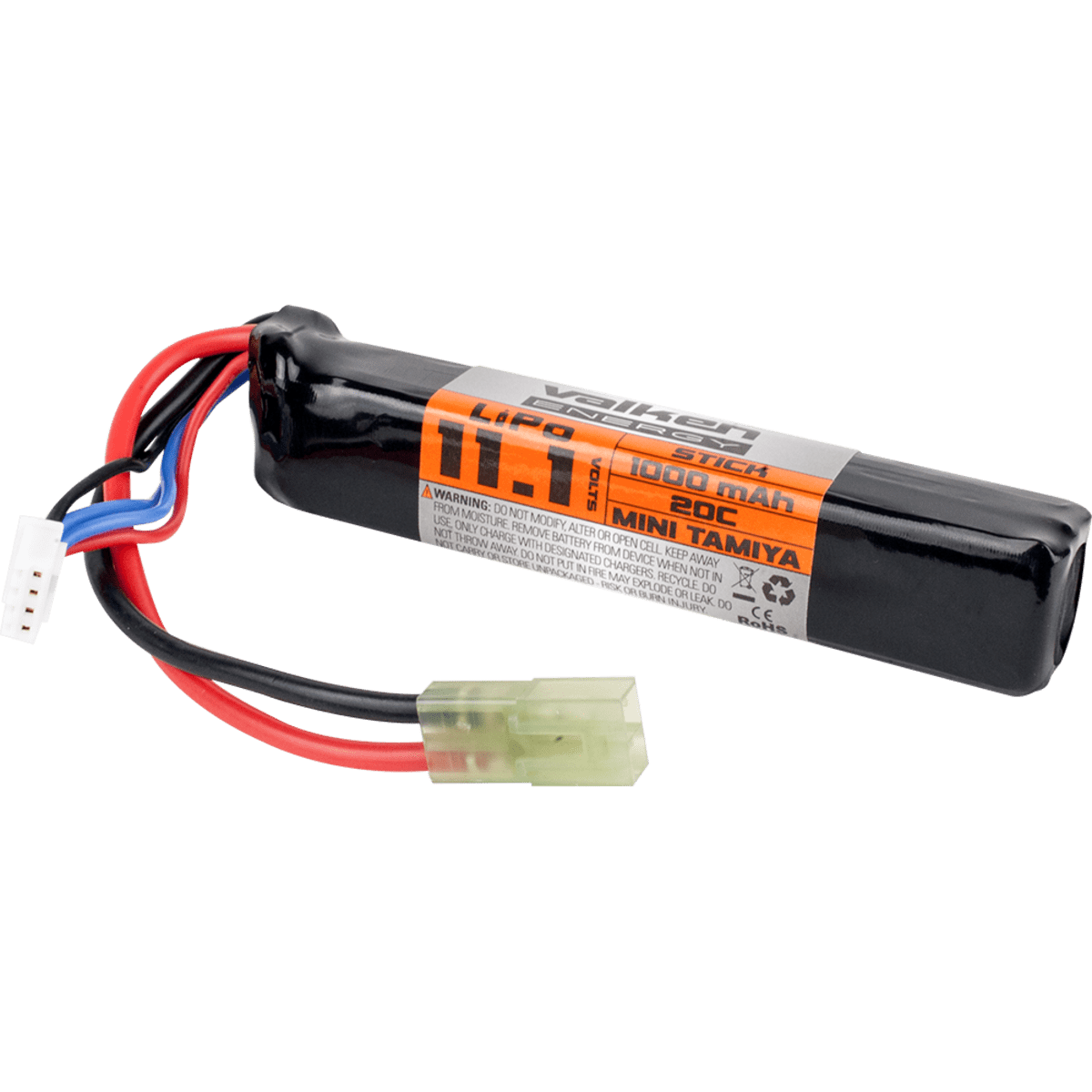 Matrix High Performance 7.4V Stick Type Airsoft LiPo Battery  (Configuration: 1000mAh / 20C / Small Tamiya & Long Wire)