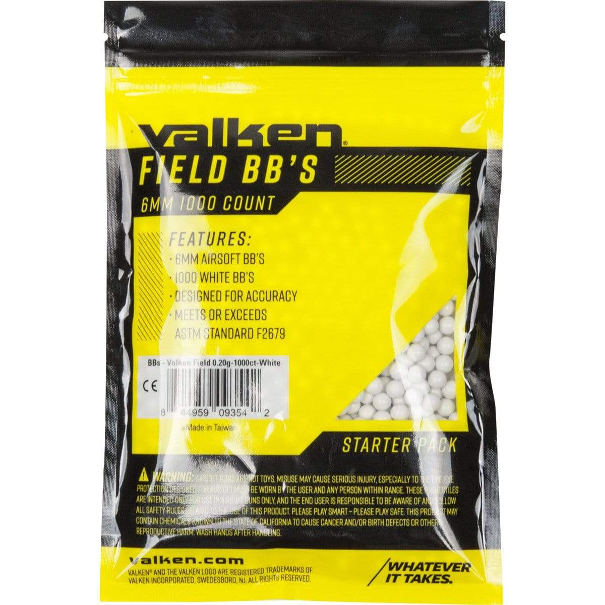 Valken Accelerate Airsoft BBs - 0.20G-1000 Count-White - Eminent Paintball And Airsoft