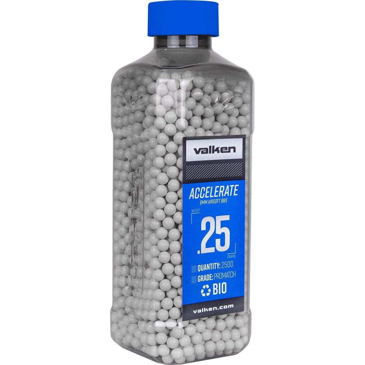 Valken Accelerate Airsoft BBs - 0.25G Bio-2500CT-White - Eminent Paintball And Airsoft