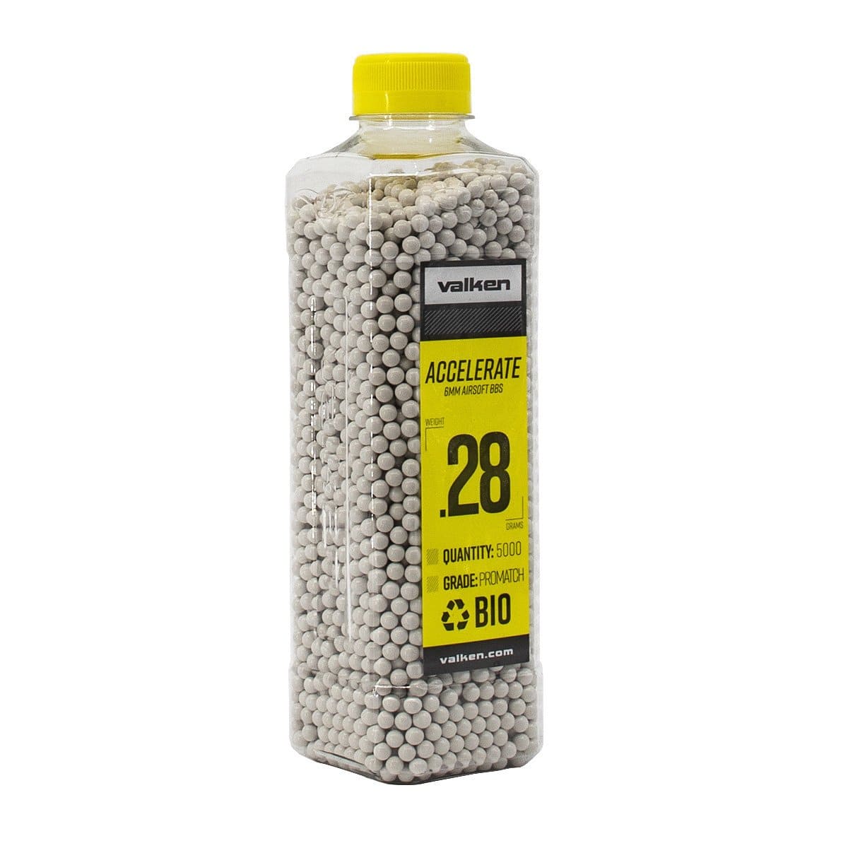 Valken Accelerate Airsoft BBs - 0.28G Bio -5000CT- White - Eminent Paintball And Airsoft