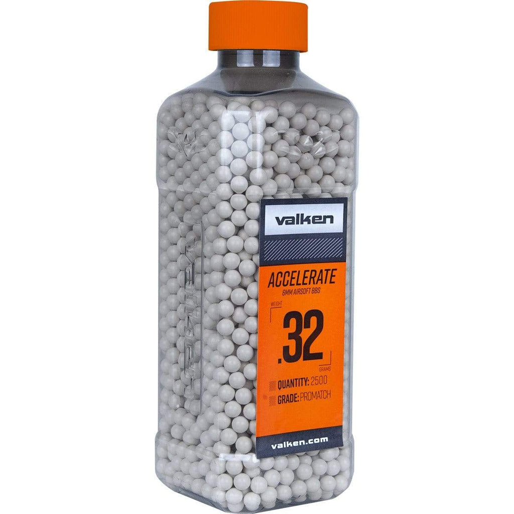 Valken Accelerate Airsoft BBs - 0.32G-2500CT-White - Eminent Paintball And Airsoft