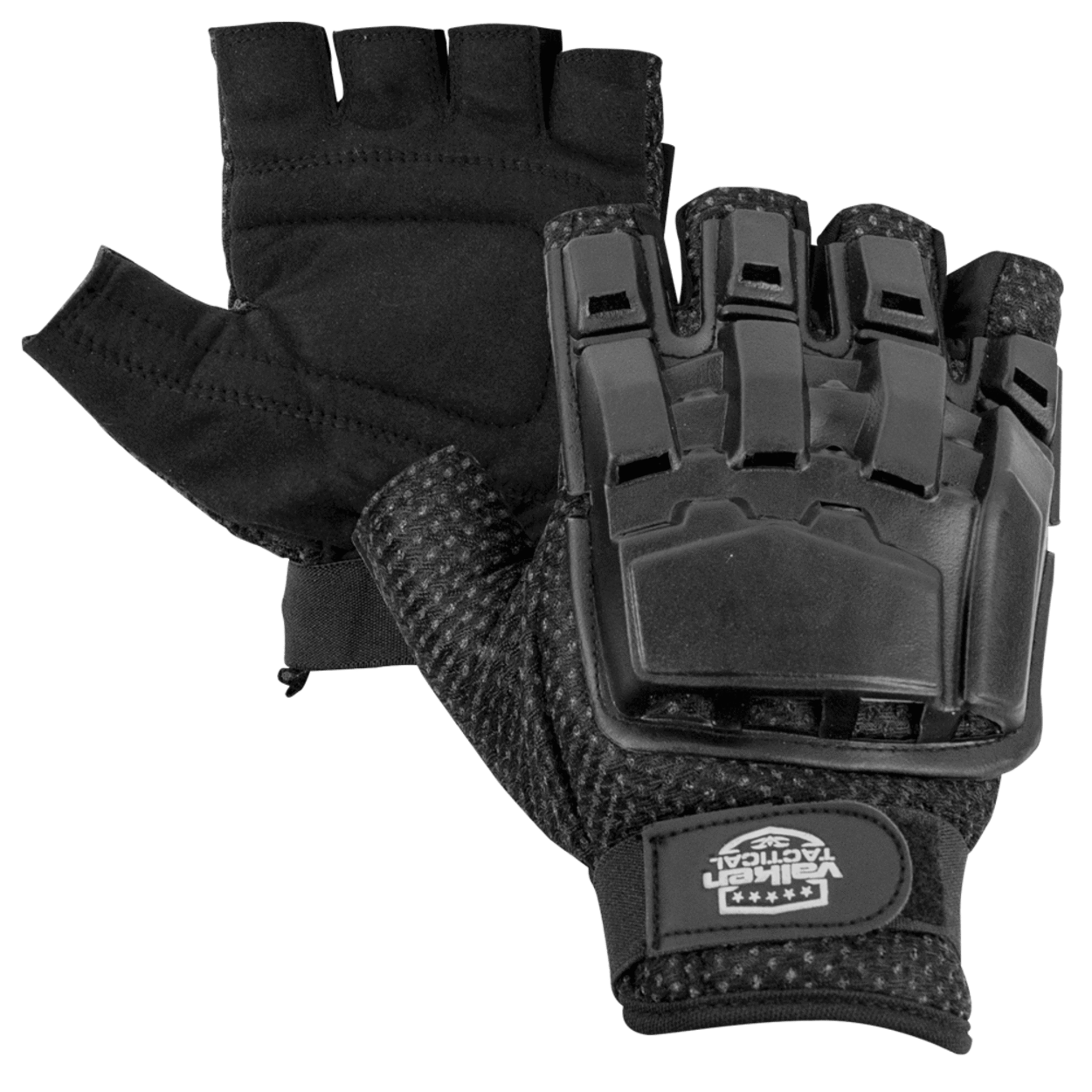 Valken Half Finger Plastic Back Gloves - Black - Eminent Paintball And Airsoft