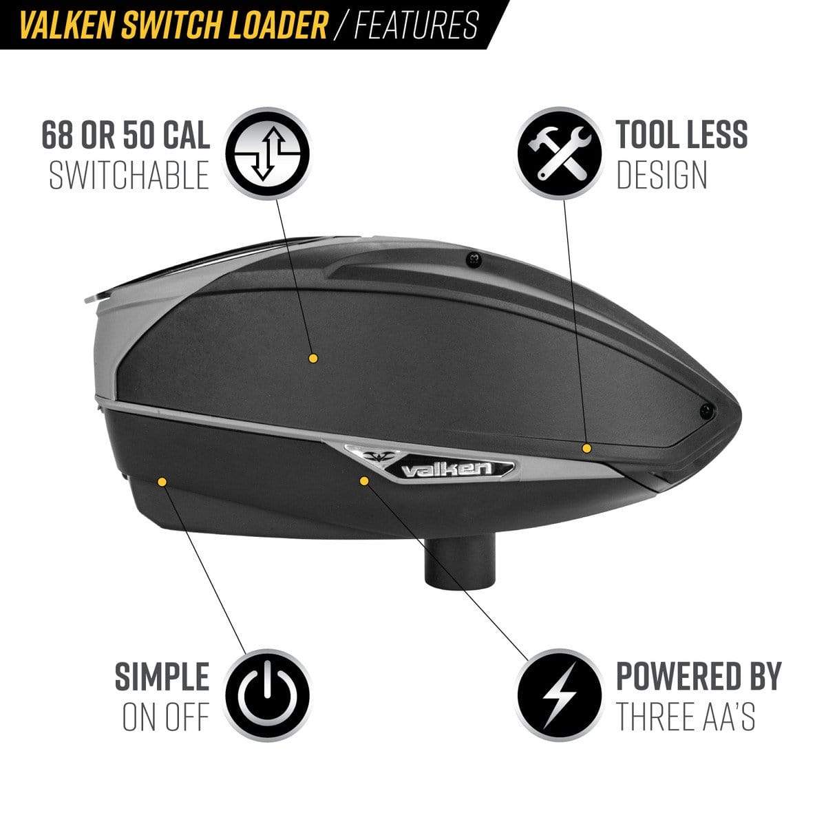 Valken VSL Electronic Loader - Grey/Black - Eminent Paintball And Airsoft