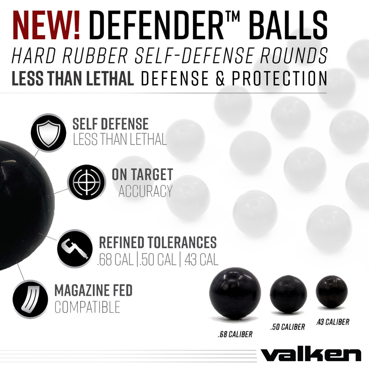 Valken Defender Hard Rubber Balls - 25ct - Eminent Paintball And Airsoft